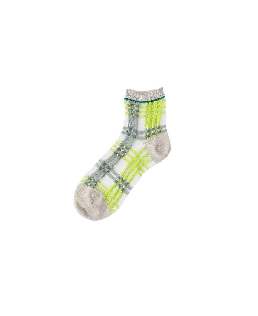 シースルー ショート ソックス チェック グリーン サイズ1 1163011