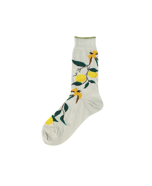 ハイゲージクルーソックス レモン イエローグレー サイズ1  1185031