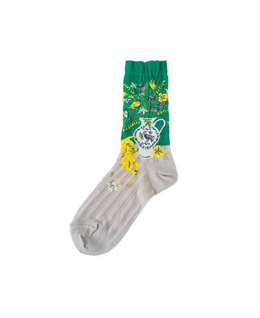 ハイゲージクルーソックス フローラルライフ グリーン サイズ1  1185081